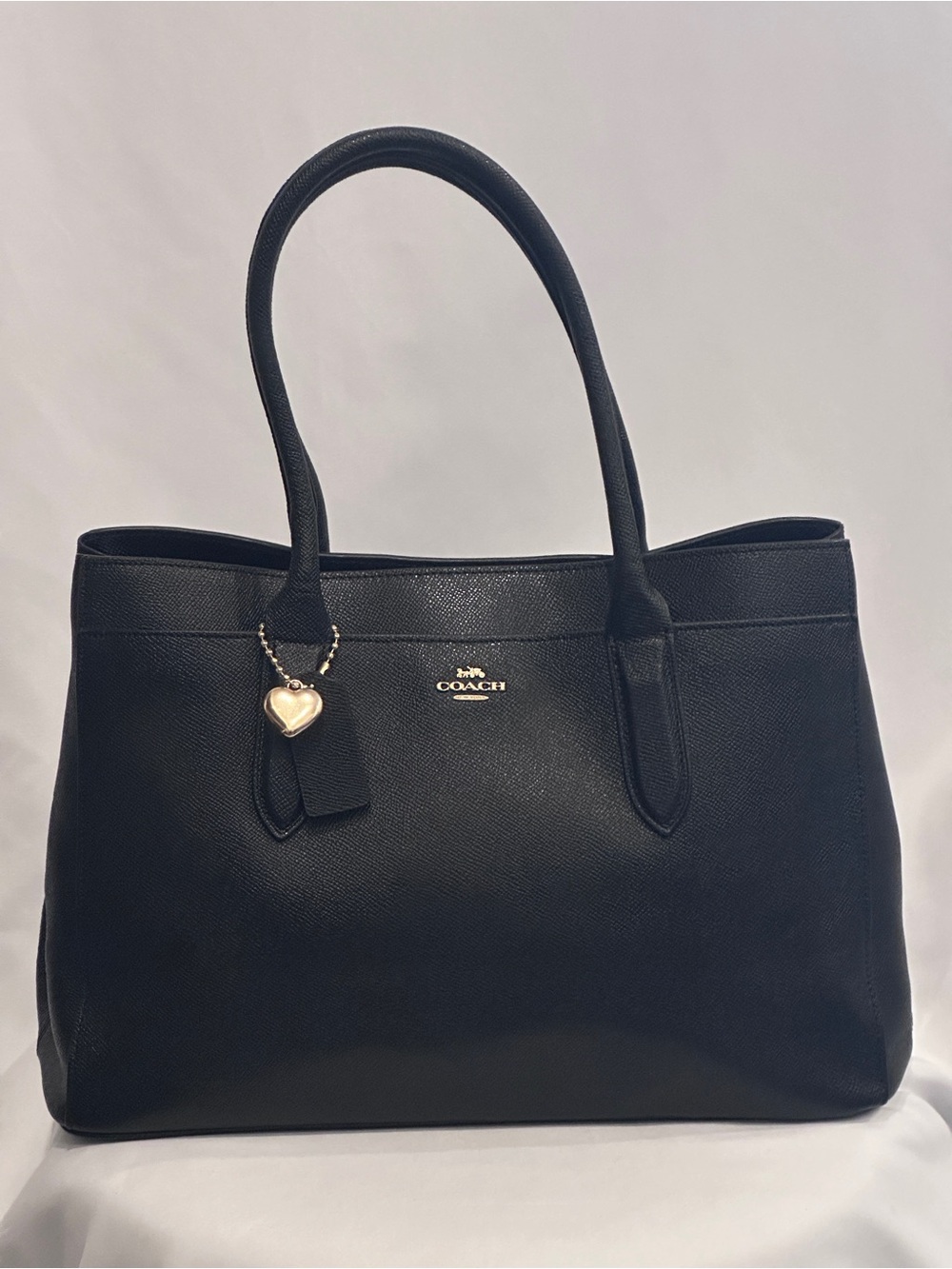 Coach Black Crossgrain Leather Tote Bag Style 24218 Large Shoulder Purse NWOT